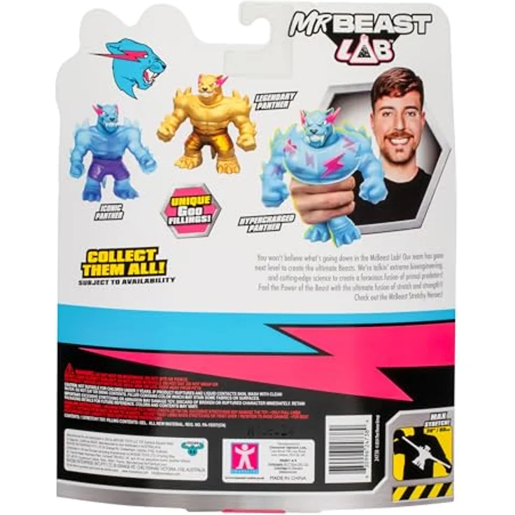 MRBEAST LAB 24738 Dehnbare Figur, Legendary Panther mit goldfarbener Füllung, 11 cm, bis zu 3x dehnbar – Bild 5