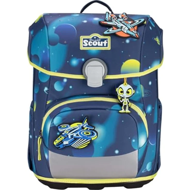 Scout Schulranzen Scout Neo Set LED Planets, ergonomischer Ranzen mit 7 blinkenden Lichtern und retroreflektierenden Flächen, inklusive Sportbeutel und Federmäppchen – Bild 2