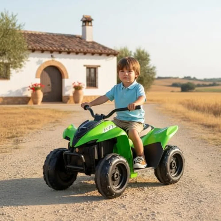INJUSA Kawasaki KFX90 Elektro-Quad für Kinder, 12 V, mit Gaspedal, LED-Lichtern, elektrischer Bremse, Geschwindigkeit 5 km/h, grün – Bild 3