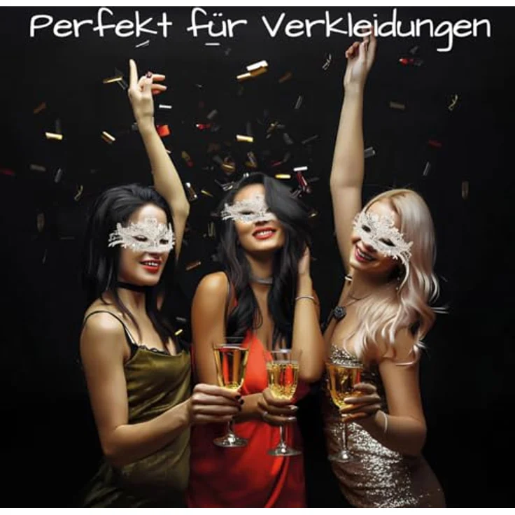 OriginalCorner® Weiße Venezianische Maske | Elegante Karnevalsmaske mit Glitzersteinen | Unisex Einheitsgröße für Erwachsene | Ideal für Karneval und Halloween – Bild 4