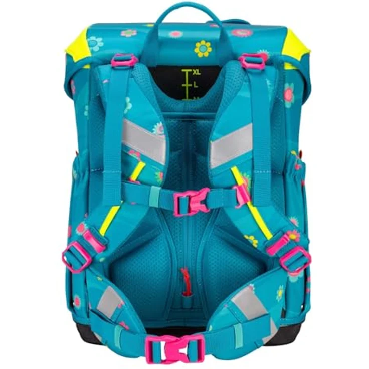 SCOUT Basic Neo Set 4-teilig Little Flowers, Schulranzen mit reflektierender Oberfläche, 2 Mäppchen und Sportbeutel, 27 x 39 x 18 cm – Bild 4