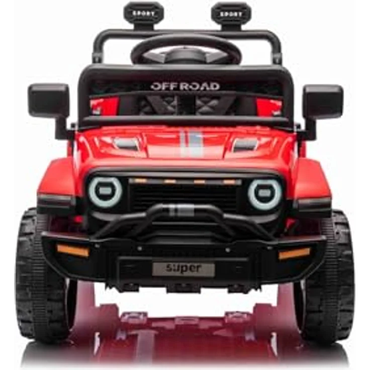 RIRICAR Kinder elektroauto Offroad New mit Hinterradantrieb, rot, Lithium-Batterie, hohes Fahrgestell, breiter Sitz, Hinterradfederung, 2,4-GHz-Fernbedienung, MP3-Player mit USB/AUX-Anschluss, LED-Leuchten – Bild 2