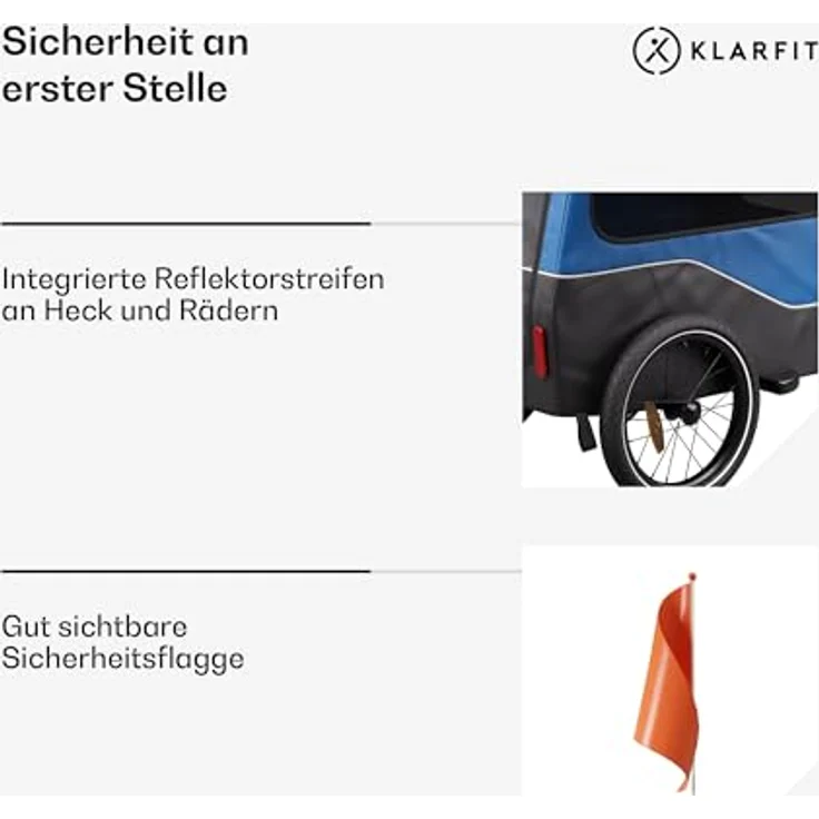 KLARFIT Fahrradkinderanhänger Goldie Home, Wetterfest, klappbar, Stahl 20-28" – Bild 8