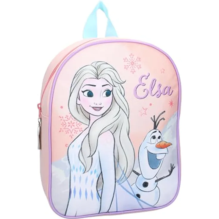 Disney Frozen Elsa und OLAF Rucksack für Kinder - It's All Magic - mit 1 Hauptfach, verstellbaren Schultergurten, Farbe Rosa, Maße 29 x 22 x 9 cm