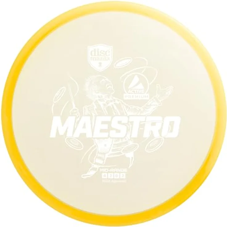 Discmania Disc Active Premium Maestro, Midrange Wurfspiel mit geradem Flug und leichtem Slow-Speed-Fade, transparent