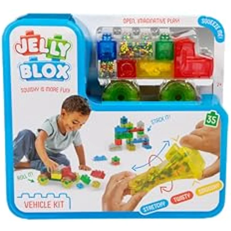 Jelly Blox Vehicle Kit, Bauspielzeug mit 35 sensorischen Bausteinen, interaktive Konstruktion für Kinder ab 2 Jahren – Bild 1