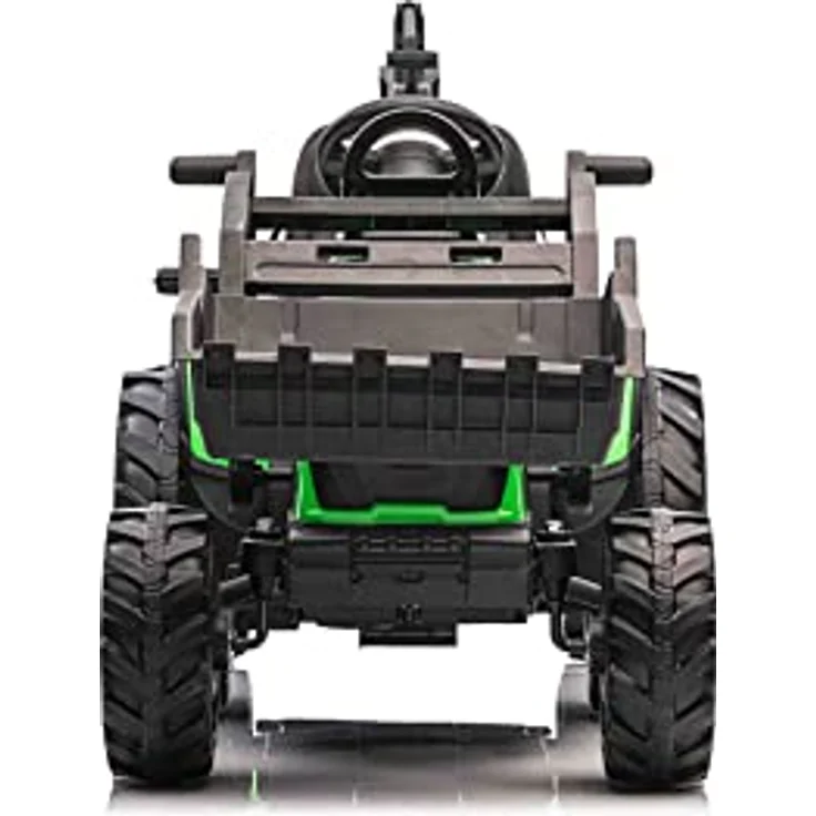 RIRICAR Elektrotraktor TOP-Worker 12V, Einsitzer mit Schöpfkellen und Anhänger, grün, weicher PU-Sitz, MP3-Player mit USB-Eingang, Heckantrieb, 2 x 45W Motor, EVA-Räder, 12V / 10Ah Batterie – Bild 2