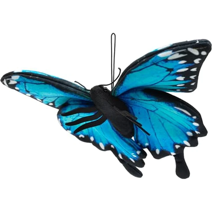 Uni-Toys Schmetterling blau, Plüsch-Insekt mit Schlaufe, 26 cm Breite, aus 100% recyceltem Füllmaterial, hochwertig verarbeitet – Bild 2