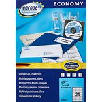 europe100 ELA010 Universal Etiketten (2.400 Klebeetiketten, Format 70 x 36 mm auf DIN A4, selbstklebende Absenderaufkleber, bedruckbare Adressetiketten, 3475) 100 Blatt, weiß