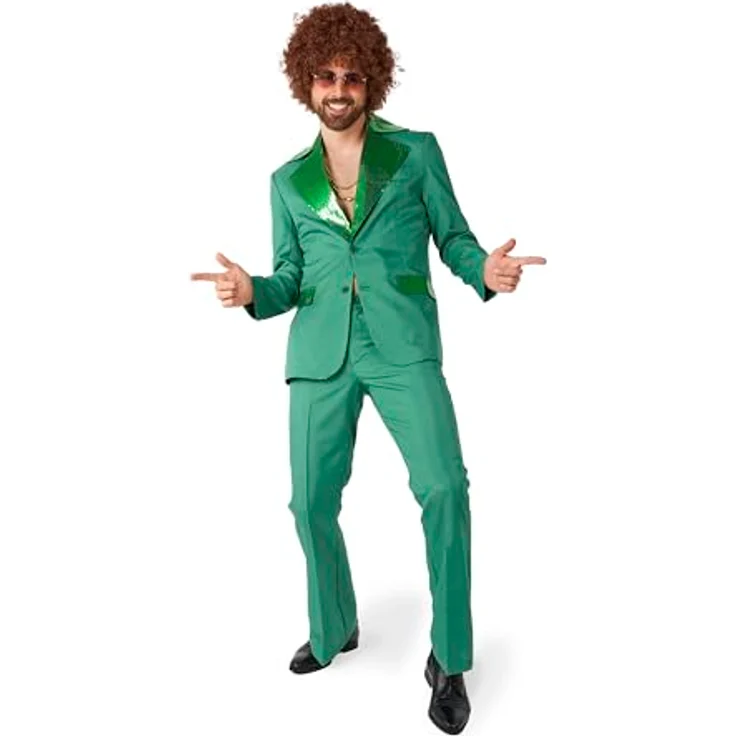 Suitmeister Herren Disco Kostüm Anzug - Saturday Night Fever Outfit - Slim Fit - Grün – Bild 1