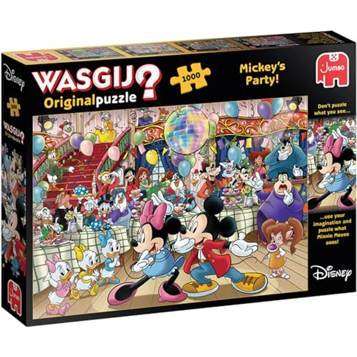 Wasgij Original Disney - 1000 Teile Puzzle "Mickey's Party" mit Disney-Charakteren, einmaliger Twist