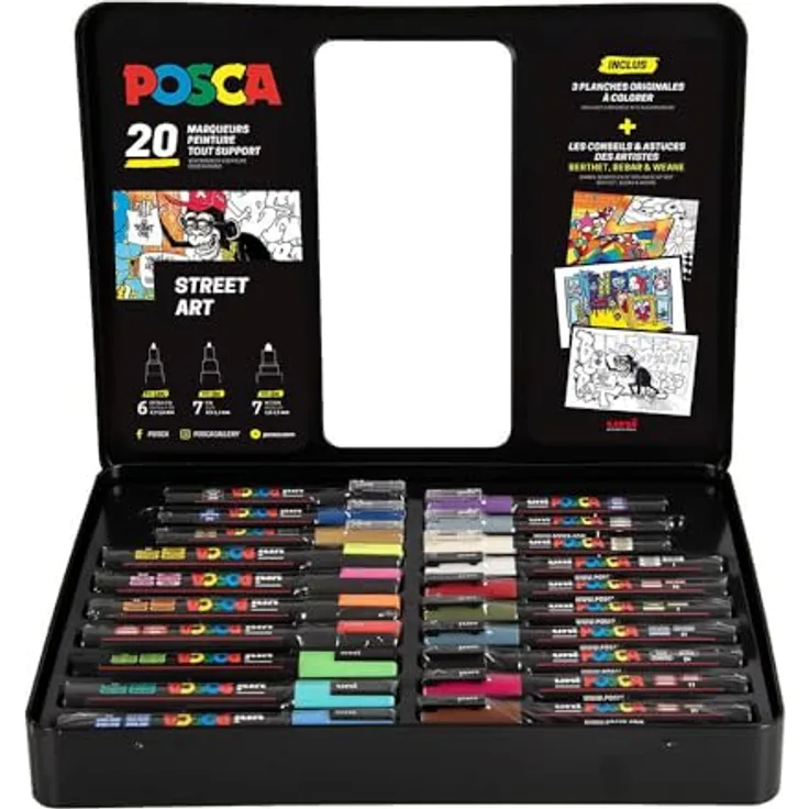 POSCA Street Art Marker, 20 Stück, wasserbasierend, blickdicht und geruchsneutral, passend für alle Untergründe