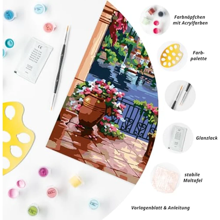 Ravensburger Malen nach Zahlen CreArt, Lago Maggiore, für Erwachsene, Made in Europe, Acrylfarben-Set – Bild 5