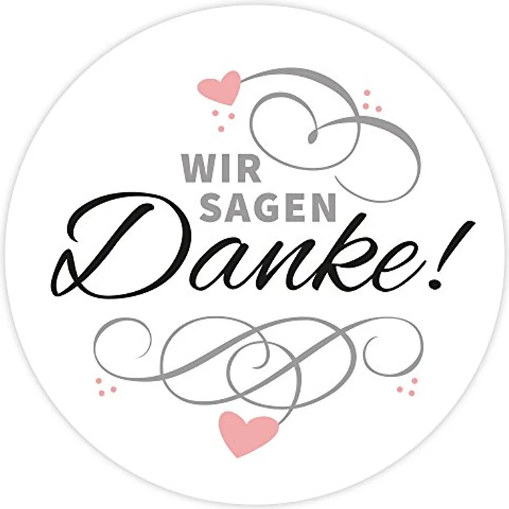 Frau WUNDERVoll® 48 Aufkleber WIR Sagen Danke, Weiss, Durchmesser 4 cm/Sticker, Hochzeit, Sticker Hochzeit, Kindergeburtstag, Aufkleber Kinder, Aufkleber Junge, Mädchen, Sticker Mädchen, Jungen – Bild 1