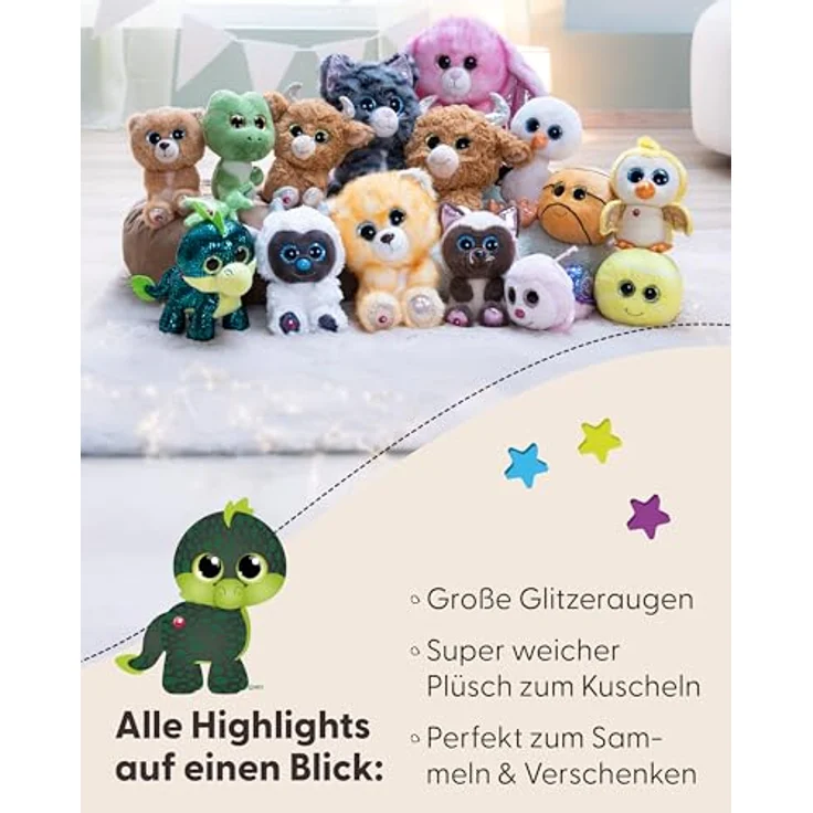 NICI Kuscheltier GLUBSCHIS Drache Parko, 15cm, grüner Plüschdrache mit Glitzeraugen und kleinen Flügeln, ideal zum Kuscheln und Spielen – Bild 4