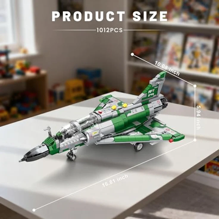 Reobrix Mirage 2000 Kampfjet Bausatz, mit aufklappbarem Cockpit und einziehbarem Fahrwerk, 1012 Teile, für Militär- und Luftfahrtfans – Bild 3