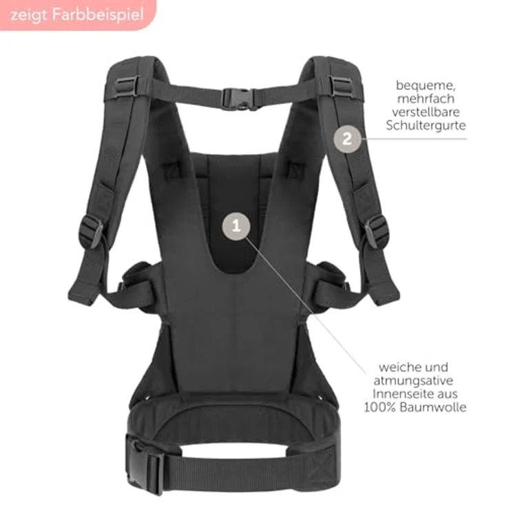 Fillikid Bauchtrage WALK, ergonomische Babytrage in beige mit 4 Tragemöglichkeiten, geeignet für 0-20 Monate bis 15 kg – Bild 3
