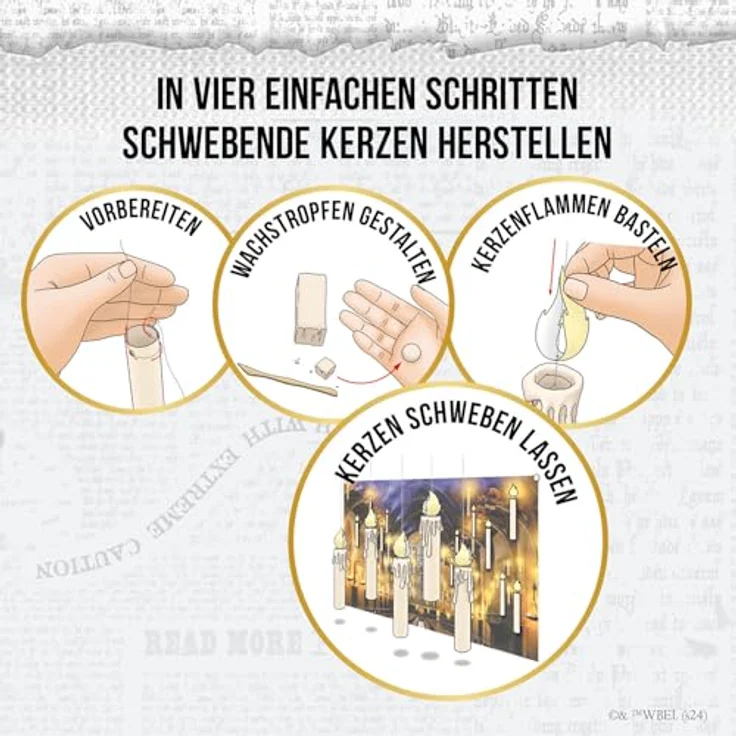Kosmos Kreativset AllesKönnerKiste Harry Potter, Schwebende Kerzen DIY-Bastelset mit nachtleuchtender Folie und Modelliermasse, für Kinder von 8-12 Jahren – Bild 4