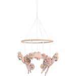 Fehn Holz-Mobile Flamingo, Holz-Mobile zur Beruhigung & Beschäftigung mit niedlichen Stoff-Figuren für Babys von 0-5 Monaten, Ø 22 cm, abwaschbar