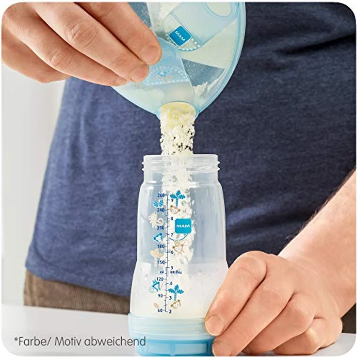 MAM Milchpulverspender, Milchpulver Box zum einfachen Befüllen von Babyflaschen, Milchpulverportionierer fasst bis zu 3 Portionen, 0+ Monate, Koala/Elefant – Bild 7