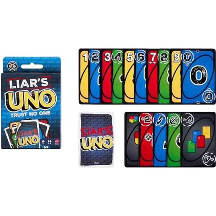 Mattel Games Liar‘s UNO Kartenspiel, für Erwachsene und Kinder ab 7 Jahren, mit speziellen Grafiksymbolen zur Farberkennung, JLH43 – Bild 1