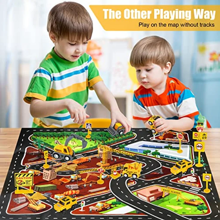 kizplays 260pcs Autorennbahn Rennbahn 6 Cars Bagger Spielzeug ab Spielzeugautos Autobahn ab 3 4 5 6 Jahre Junge Mädchen,Flexible Track Kran Spiele , Elektroauto Cars Autorennbahn für Kinder Geschenk – Bild 6