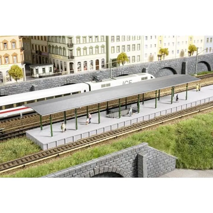 Auhagen 13355 TT Bahnsteig, zur Ausgestaltung des Bahnhofsbereichs, vorbildgetreue Wölbung, Modellbau Zubehör
