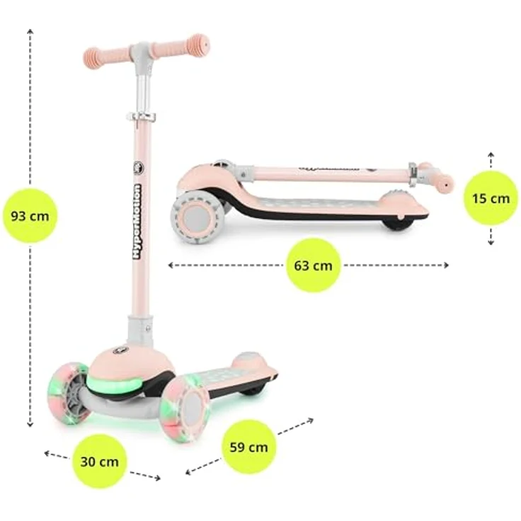 HyperMotion LUMI 3in1 Kinderroller mit LED-Beleuchtung, Sitz höhenverstellbar, klappbar, PolyurethanRäder, T-Bar Lenker, bis 50 kg, blau, für Kinder ab 1 Jahr – Bild 9