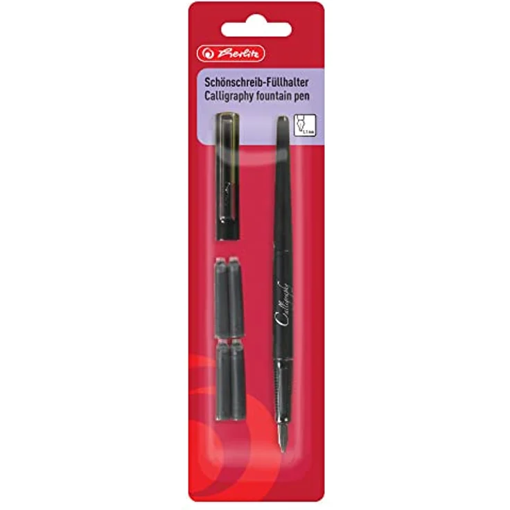 Herlitz Kalligraphie-Füllhalter inkl. 4 Tintenpatronen - Federbreite: 2,3 mm, schwarz – Bild 2