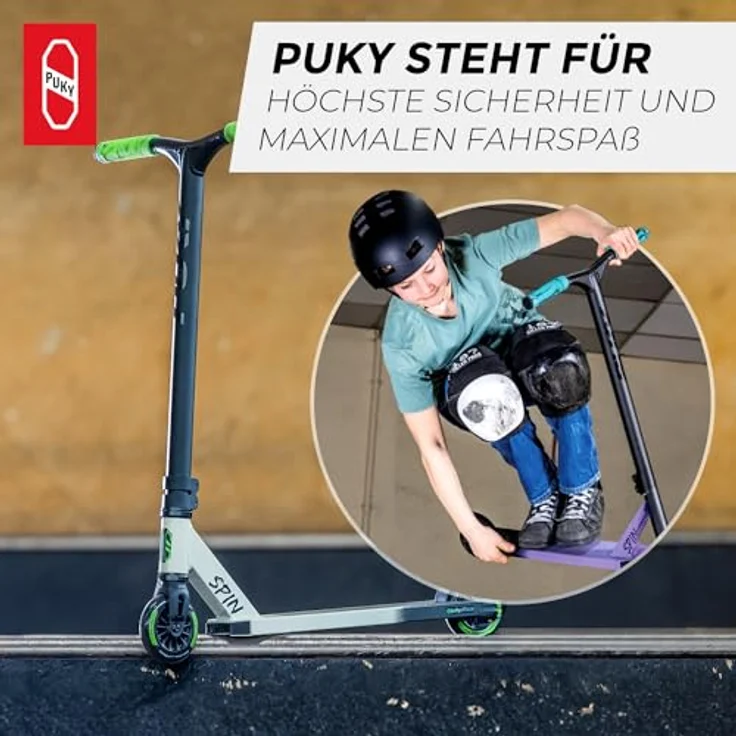 Puky Stuntscooter Spin, Aluminium-Deck, breite Griffe, Off-White – Bild 4