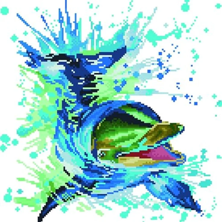 DIAMOND DOTZ DD8.004, 5D Diamond Painting Set "Delfin Flipper", Kreativset mit 9.638 Diamant Mosaiksteinen, 40 x 40 cm, DIY Komplettset für Erwachsene und Kinder ab 8 Jahren – Bild 5