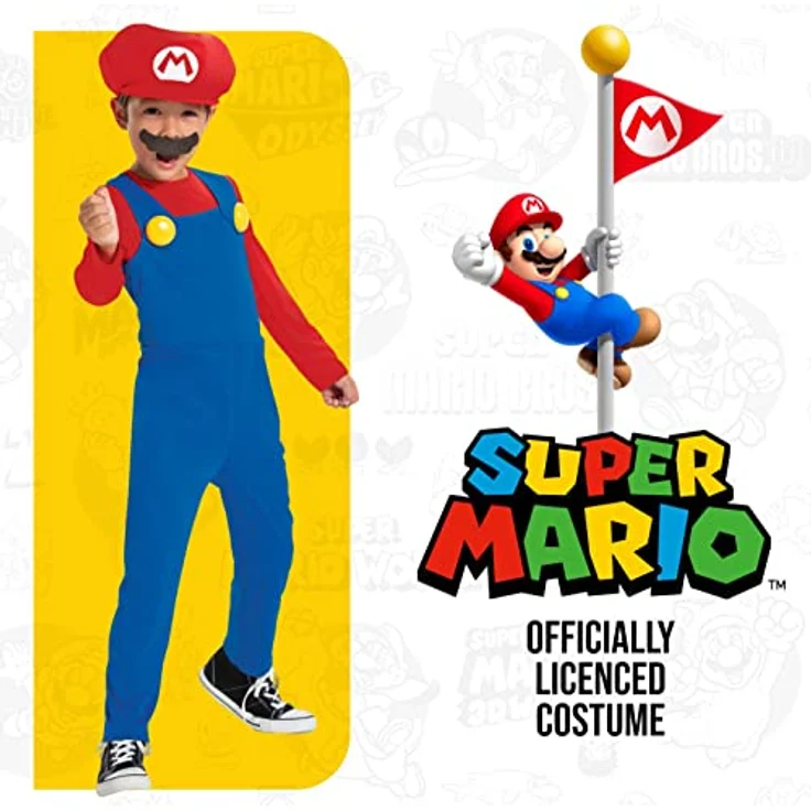 SUPER MARIO Disguise Offizielles Nintendo Kostüm Mario Kart Kostüm Kinder Jungen Faschingskostüme Kinder M - Preisvergleich – Bild 2
