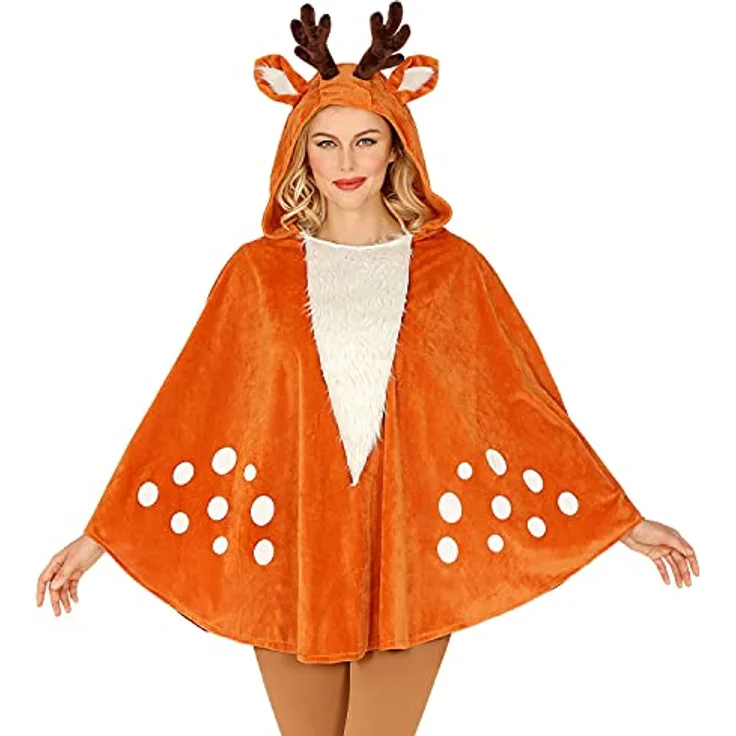 "REINDEER" (hooded poncho) - (One Size Fits Most Adult)