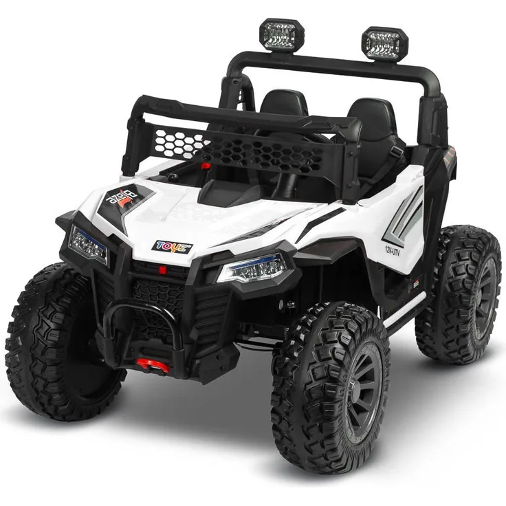 TOYZ Off-Road Batteriefahrzeug Blaze, Geländewagen für 2 Kinder, 4x45W, 12V, mit 3-Punkt-Gurten, EVA-Rädern und Multimedia-Panel, Weiß