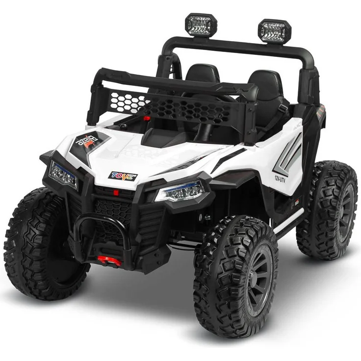 TOYZ Off-Road Batteriefahrzeug Blaze, Geländewagen für 2 Kinder, 4x45W, 12V, mit 3-Punkt-Gurten, EVA-Rädern und Multimedia-Panel, Weiß