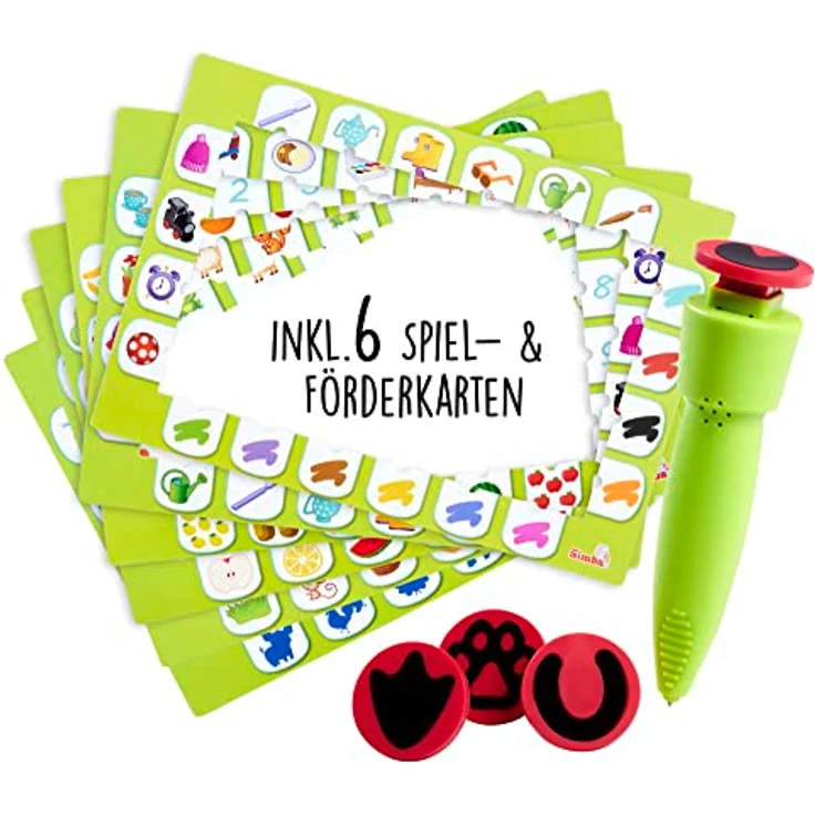 Simba 106334629 - Stampy Maltafel für Kinder, 41x29cm, magnetische Zaubertafel mit Sound-Stift, 4 Tierstempel mit Geräusch, Magnet-Stempeln, 3 Lernkarten, Magnettafel für Mädchen und Jungen ab 3 Jahre – Bild 4