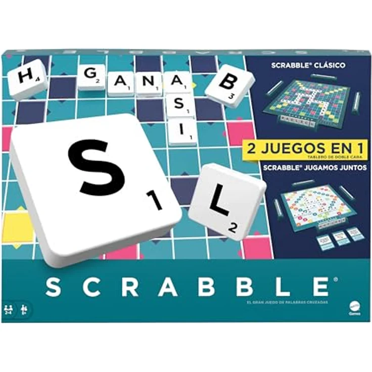 Mattel Games Scrabble Zwei in Eins, Spanische Version, langlebiges und flexibles Brettspiel aus hochwertigen Materialien – Bild 1