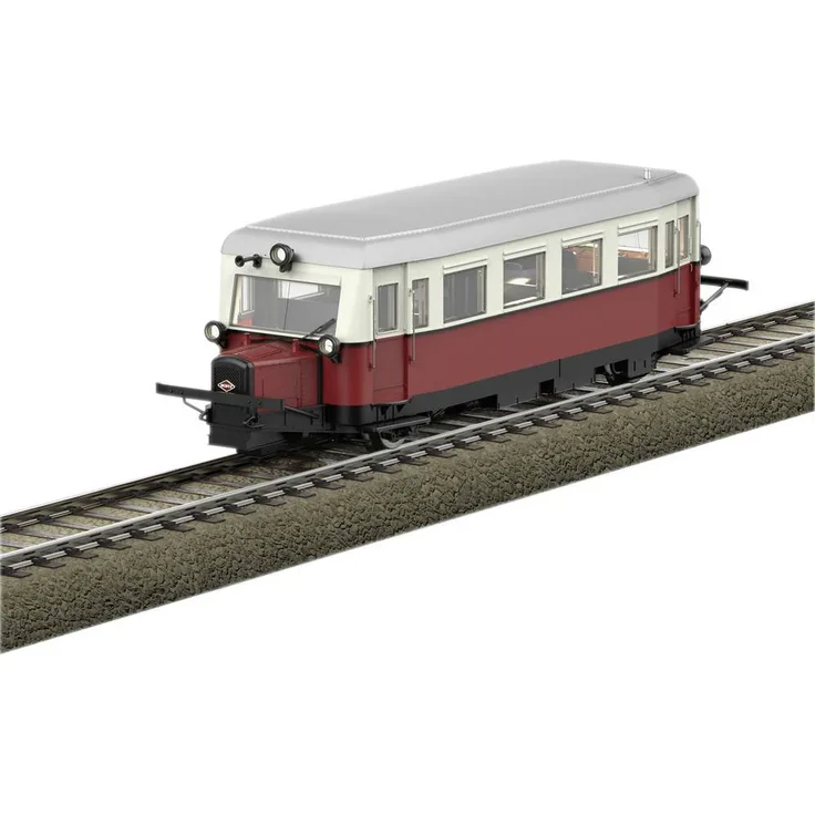 TRIX H0 25138 H0 Schienenbus CVT34 Wismarer Schienenbus, purpurrot/reinweiß, mit Digital-Decoder und Geräuschfunktionen, 13,5 cm Länge
