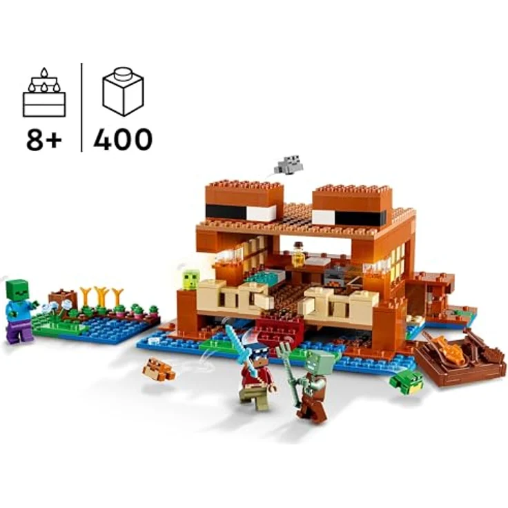 LEGO Minecraft Das Froschhaus, Spielzeug-Haus mit Figuren inkl. Zombie, Schleim und Ertrunkener, Plus Zubehör wie Spielzeug-Boot und Werkbank, Geschenk für Jungs und Mädchen ab 8 Jahren 21256 – Bild 2