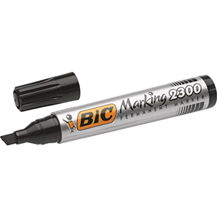 BIC Marking 2300 Permanent Marker, in Schwarz, Wasserfester Stift auch für Karton, Glas und Kunststoff, Strichstärke 3.7 mm, 12er Pack – Bild 3