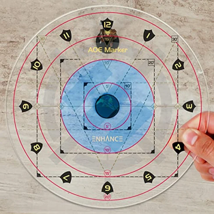 ENHANCE Spell AOE Damage Marker, Zaubervorlage für D&D mit 1-Zoll-Skala, klar acryl, robust und ideal für Gitter- und gitterlose Schlachtmatten – Bild 4