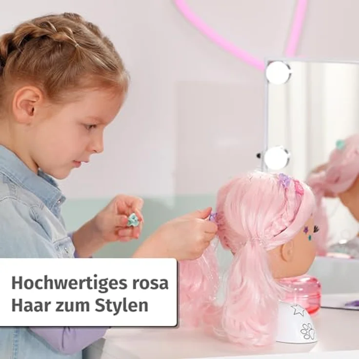 Baby Born Frisierkopf Stylingkopf Kreativ, mit Zubehör und langem rosa Haar – Bild 4