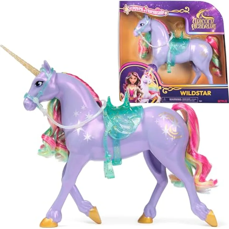 Amigo Spiel Freizeit GmbH Unicorn Academy Fashion Unicorn Wildstar, 28 cm Sammelfigur mit metallischen Light-Magic-Markierungen und abnehmbarem Zubehör