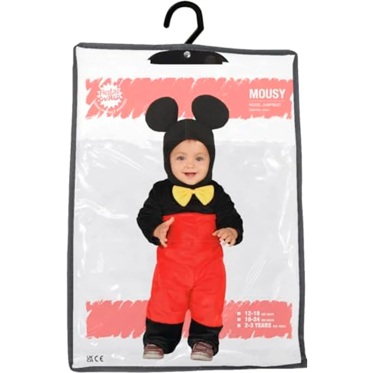 Guirca 88376 - Mickey Mouse Kostüm für Neugeborene 12/24 Monate, rot, schwarz und gelb, 1-2 Jahre – Bild 4