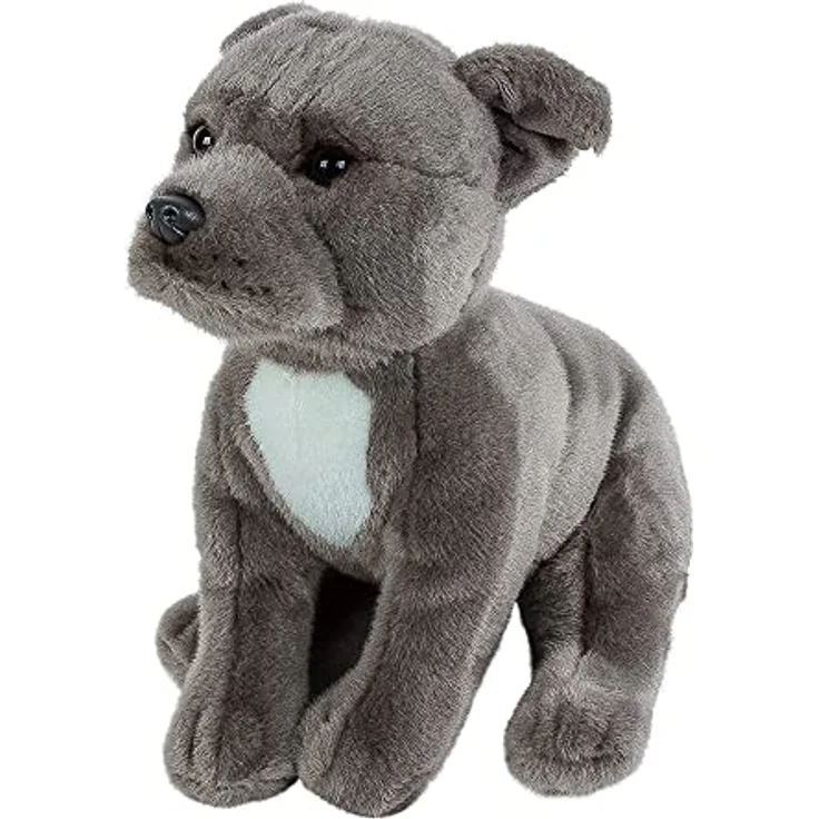 Teddys Rothenburg Kuscheltier Hund grau 30 cm American Staffordshire Terrier Plüschtiere Hunde Pitbull, kuschelweicher Plüsch, hochwertige Verarbeitung – Bild 1