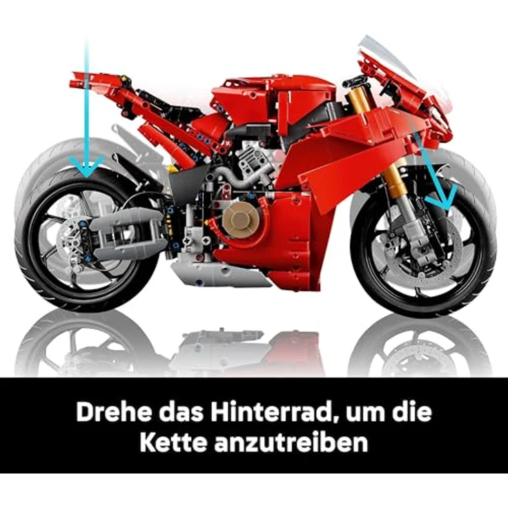 LEGO Technic 42202 Ducati Panigale V4 S, Motorrad Bausatz mit 1.603 Teilen, authentischen Funktionen und Ständer, rot – Bild 5