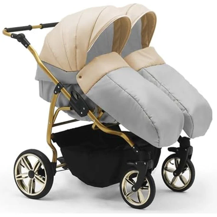 Elcar Zwillingskinderwagen 5 in 1 Duet Lux Goldedition inkl. Autositze und Iso Bases - 14 Teile - in 20 Farben – Bild 3