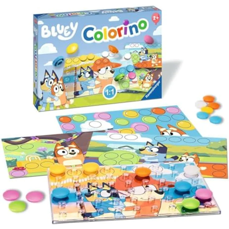 Ravensburger Bluey Colorino, Lernspiel für Kinder ab 2 Jahren mit bunten Stecksteinen und Bildvorlagen aus der Vorschulserie Bluey, Made in Europe – Bild 3