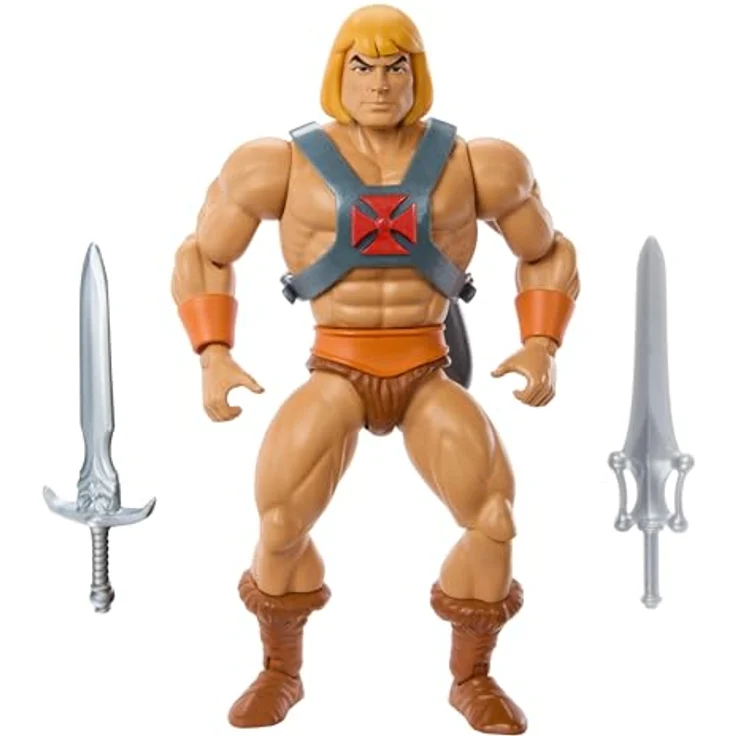 Masters of the Universe Origins He-Man-Actionfigur, ca. 14 cm groß mit abnehmbaren Brustpanzer, 2 Schwertern, Mini-Comic, HYD17 – Bild 1