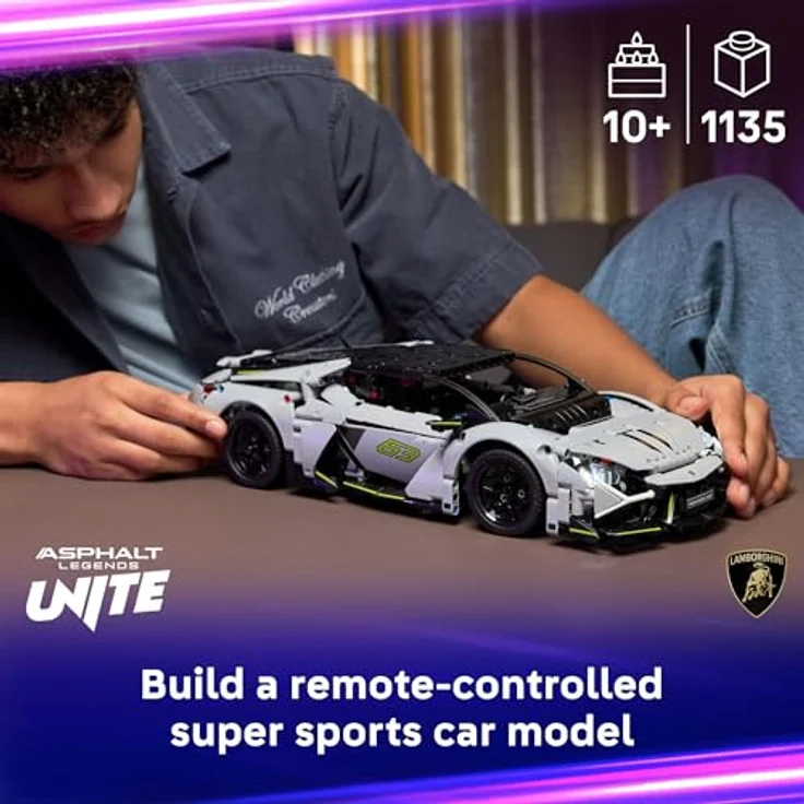 LEGO Technic 42214 Lamborghini Revuelto Supersportwagen, 1.135-teiliges RC-Bauset, ab 10 Jahren, Plug-in-Hybrid mit 1.015 PS, nicht enthaltenes USB-C-Kabel erforderlich – Bild 5